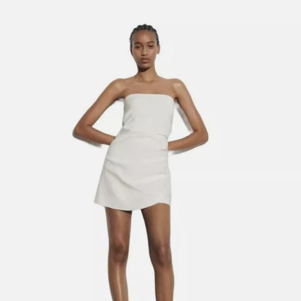 ZARA DRAPED SHORT JUMPSUIT WHITE SIZE S 7563 058 251